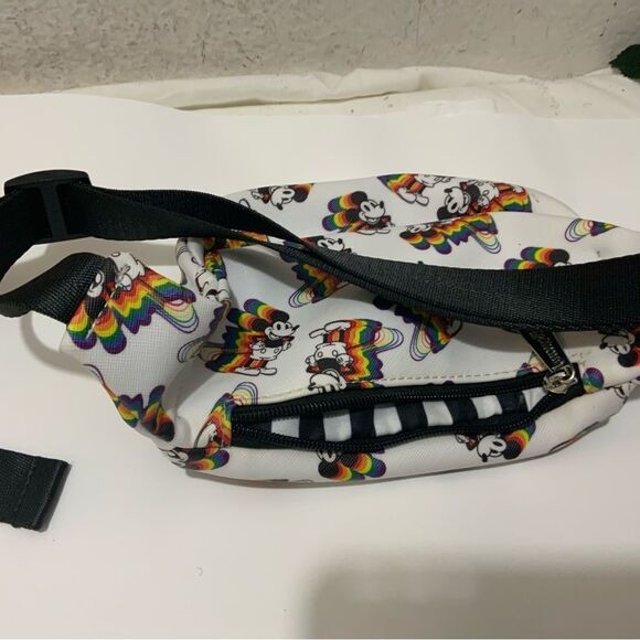Loungefly Disney Mickey with rainbow dropshadow print faux textured Hip Pack - Picture 4 of 14